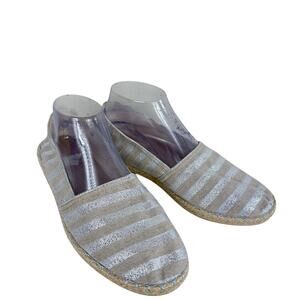 Alex + Alex Tan Silver Shimmer Slip On Espadrilles Loafers 40 8.5